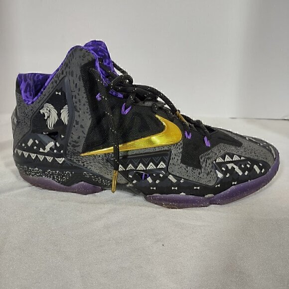Nike Lebron 11 Anthracite, Metallic Gold Purple Venom Sneakers Size 9.5 - Picture 9 of 13